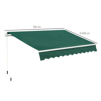 Outsunny Awning Canopy Manual Retractable Porch Sun Shade Shelter 3 X 2M Green