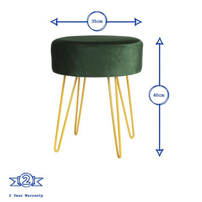 Cream Round Velvet Footstool