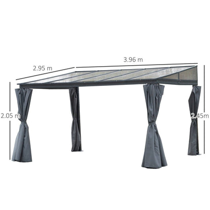 4 x 3M Outdoor Hardtop Gazebo with Curtains