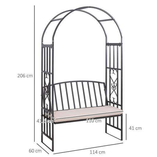 Metal Frame Bench W/Arch
