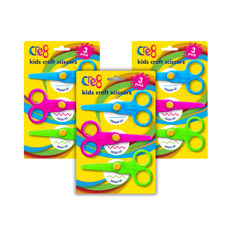 Wholesale Kids Craft Scissors 3 Pack - (Case of 12)