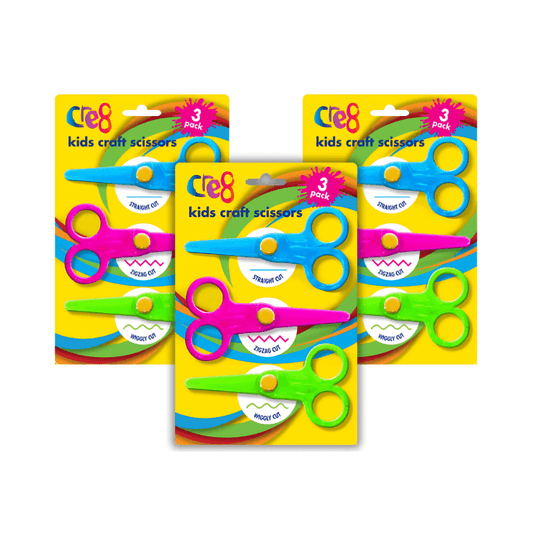 Wholesale Kids Craft Scissors 3 Pack - (Case of 12)