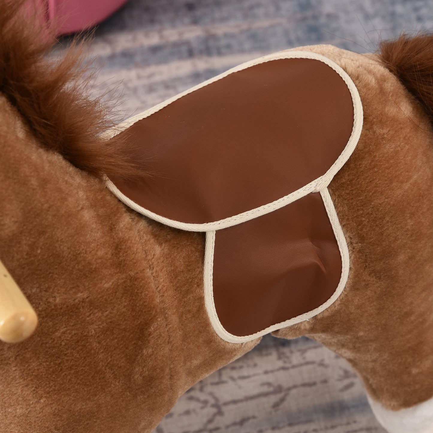 Kids Ride On Plush Rocking Horse With Sound Brown
