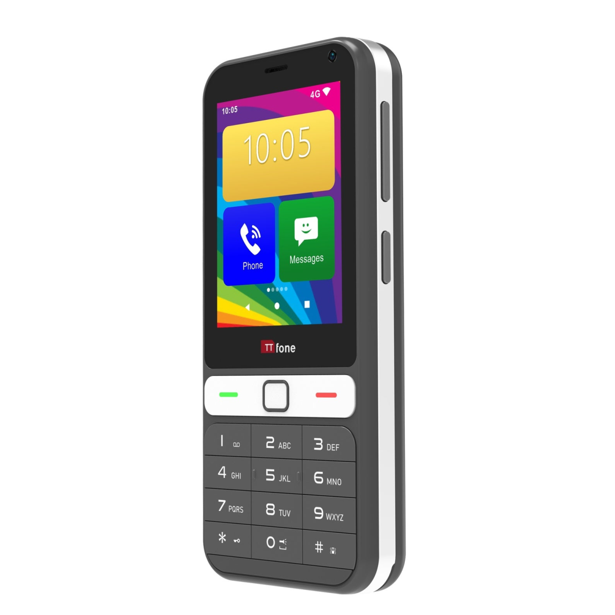 TTfone TT280 – 4G Android Mobile Phone with Google Play Store, O2 Pay As You Go SIM, and mains charger included.
