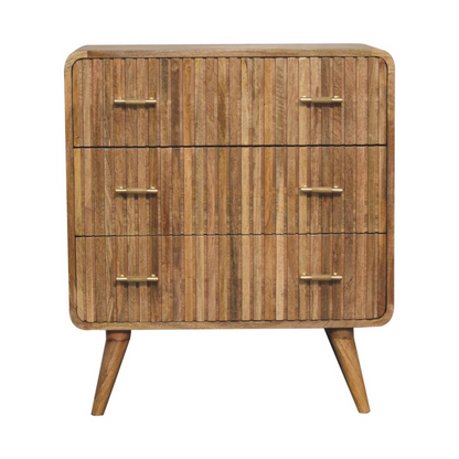 Artisan Furniture Solid Mango Wood T-bar Ridged Chest