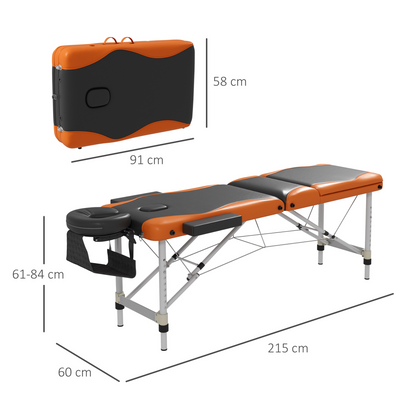 HOMCOM Portable Massage Table Beauty Therapy Couch Bed Spa Aluminum Orange