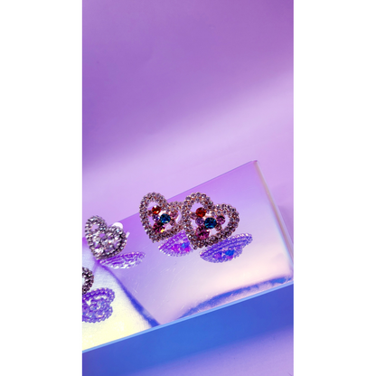 Heart Crystal Non Pierced Clip On Earrings