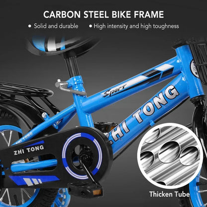 12/14/16 Inch Children Bike Boys Girls Toddler Bicycle Adjustable Height Kid Bicycle with Detachable Basket for 2-7 Years Old