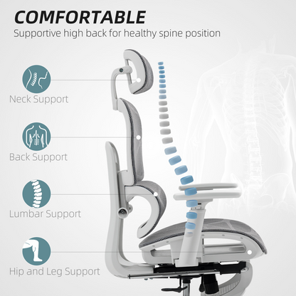 HOMCOM Ergonomic Office Chair Swivel Computer Chair with 3D Armrest Grey