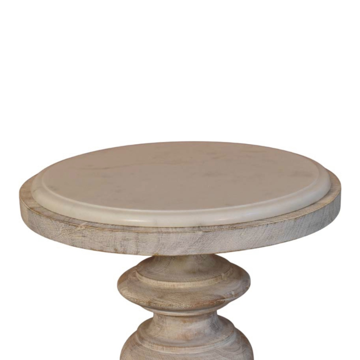 Artisan Furniture Solid Wood The Bellis Marble Accent Table, Beige