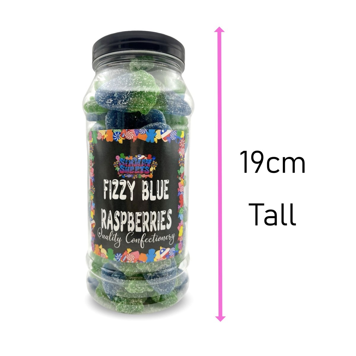 Fizzy Blue Raspberries Fizzies Retro Sweets Gift Jar Blue Sweets - 675g