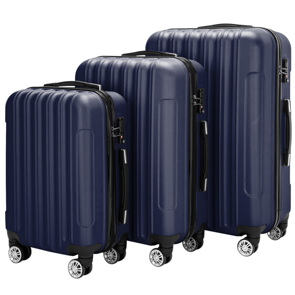 3 Pcs Suitcase Lightweight ABS Carry-on Hand Luggage 4 Spinner Wheels Trolley Case