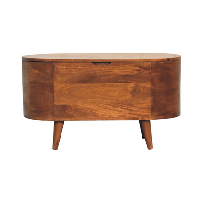 Artisan Furniture Solid Mango Wood Chestnut Rounded Lid up Blanket Box