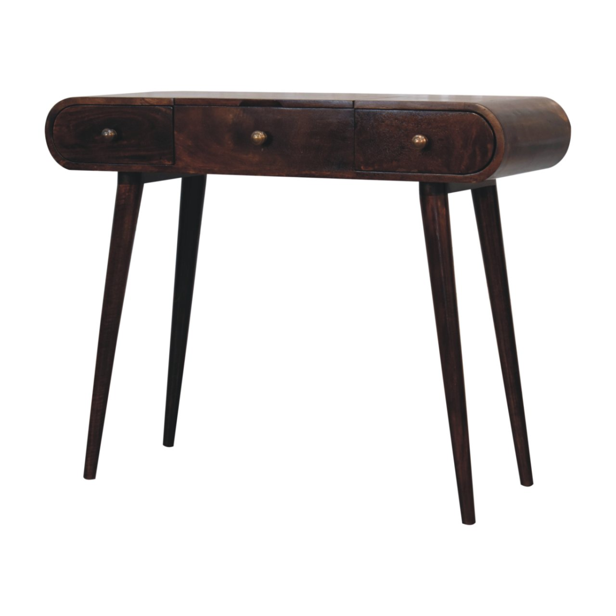 Artisan Furniture Solid Wood California Walnut Dressing Table with Foldable Mirror, Brown, 3 Drawers