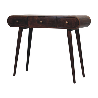 Artisan Furniture Solid Wood California Walnut Dressing Table with Foldable Mirror, Brown, 3 Drawers