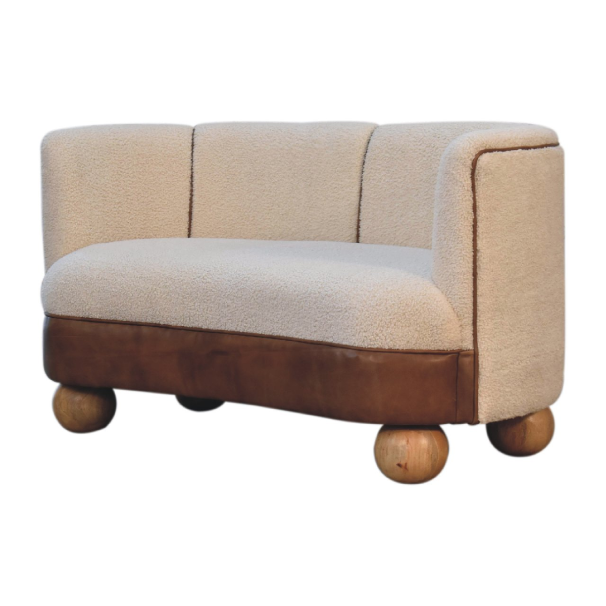 Artisan Furniture Solid Wood Boucle Cream Buffalo Small Sofa