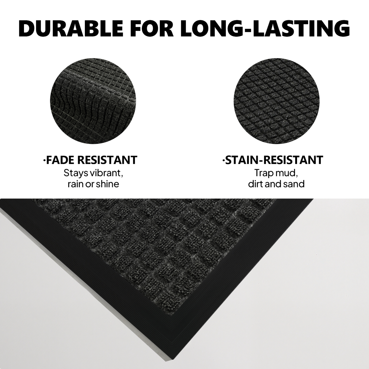 1PC Polypropylene Small Grid Composite Rubber Mat, Gray, 45x75x0.7cm, Kitchen & Home Floor Mat