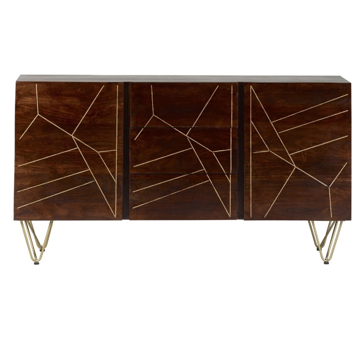 Dark Gold Extra Large Sideboard 3 Drawers And 2 Doors