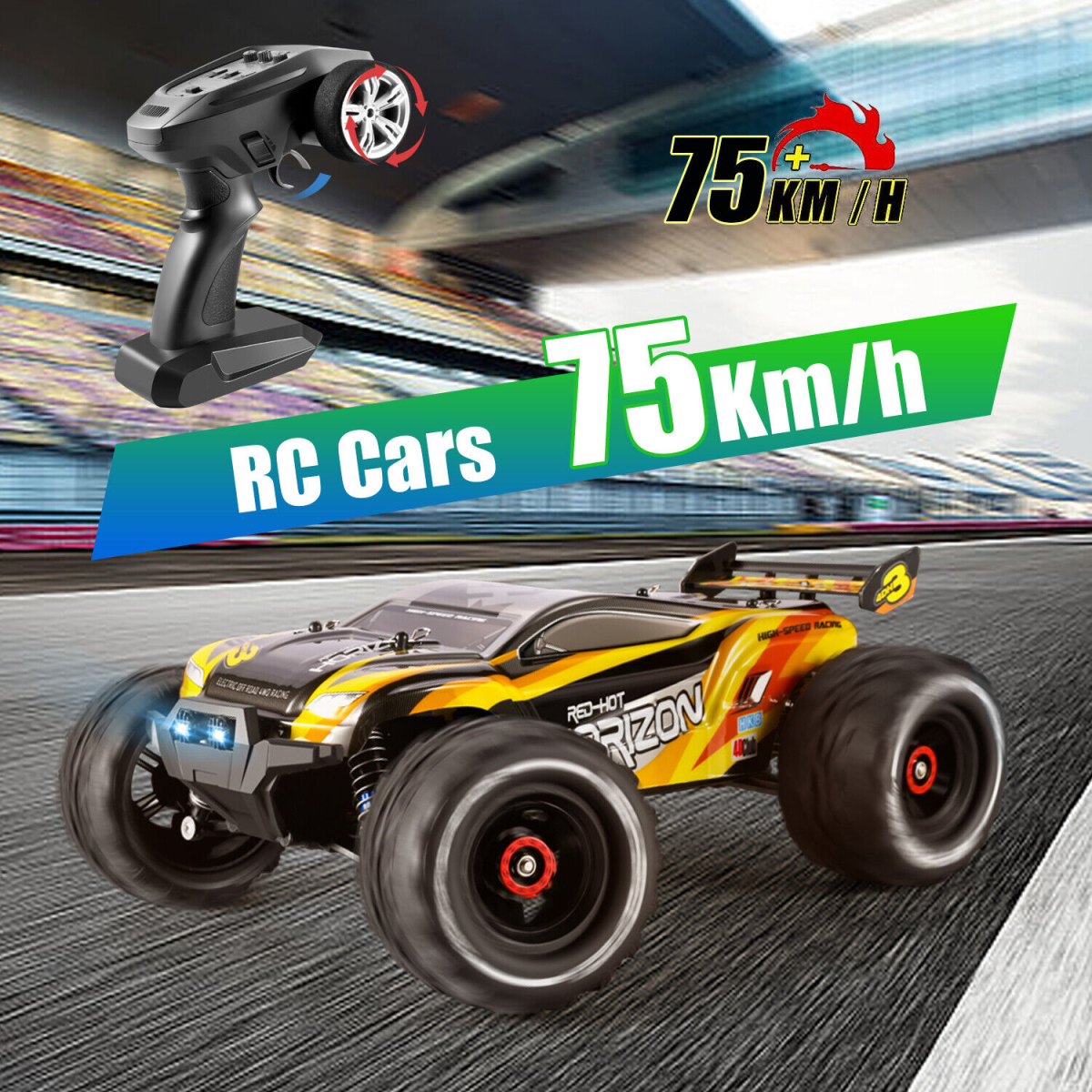 High Speed 50+kmh RC Car, RC Monster Truck,Racing Hobby Car, 4WD All Terrain Off-Road Remote Control Car, 2.4Ghz RC Crawler, 2 Battery, Kids Adults Gifts,Logistics is randomly sent by UPS/USPS/FEDEX