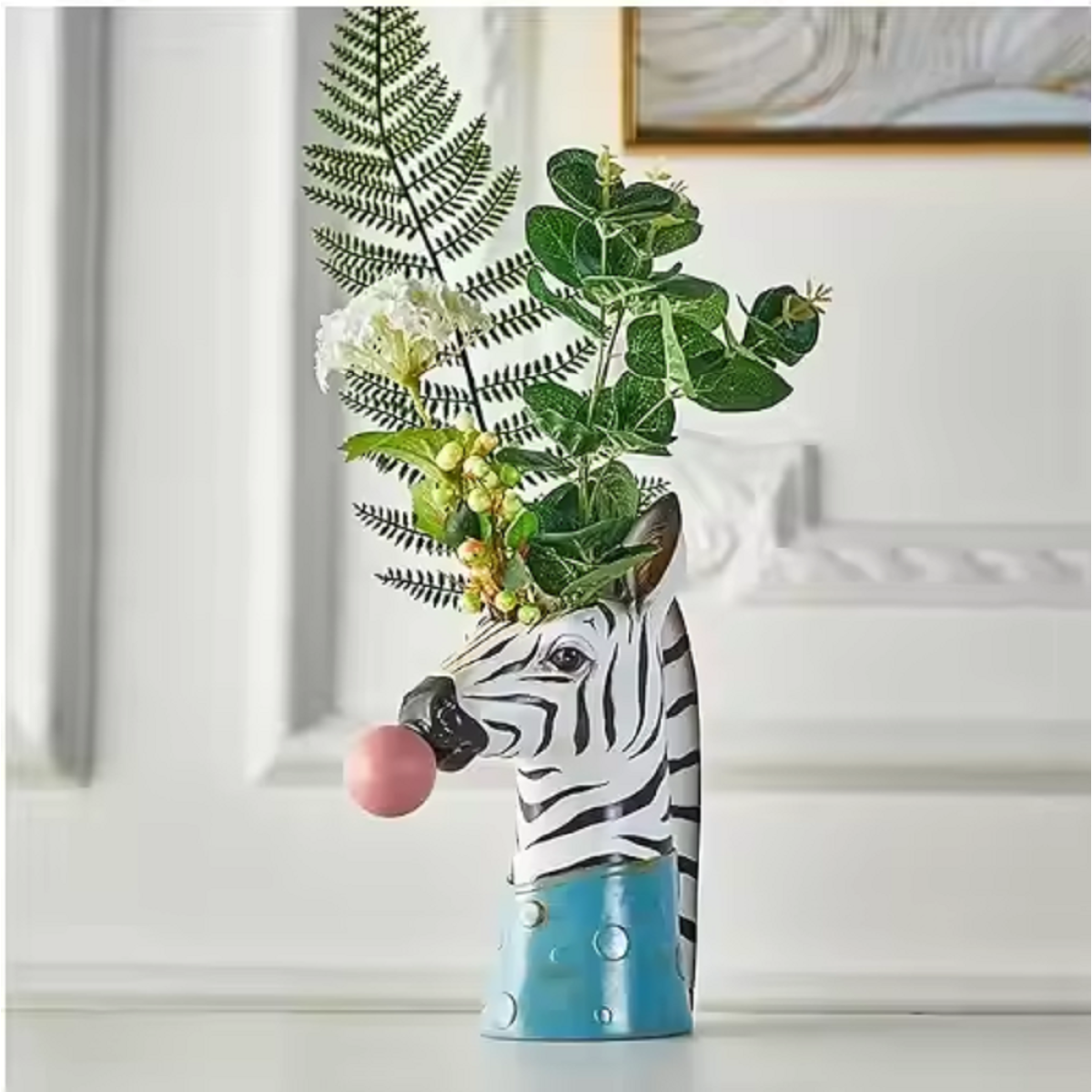 Resin Bubble zebra Vase Animal Head Shape Planters Flower Pots Custom for Livingroom Decorative