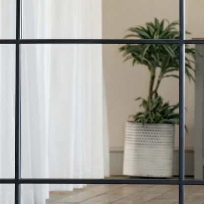 Kyō - Full Length Black Metal Rectangle Lattice Window Mirror - 200cm x 120cm