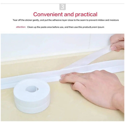 3PCS Bath Kitchen Caulk Tape Sealant Strip PVC Self Adhesive Toilet Wall Sealing Tape