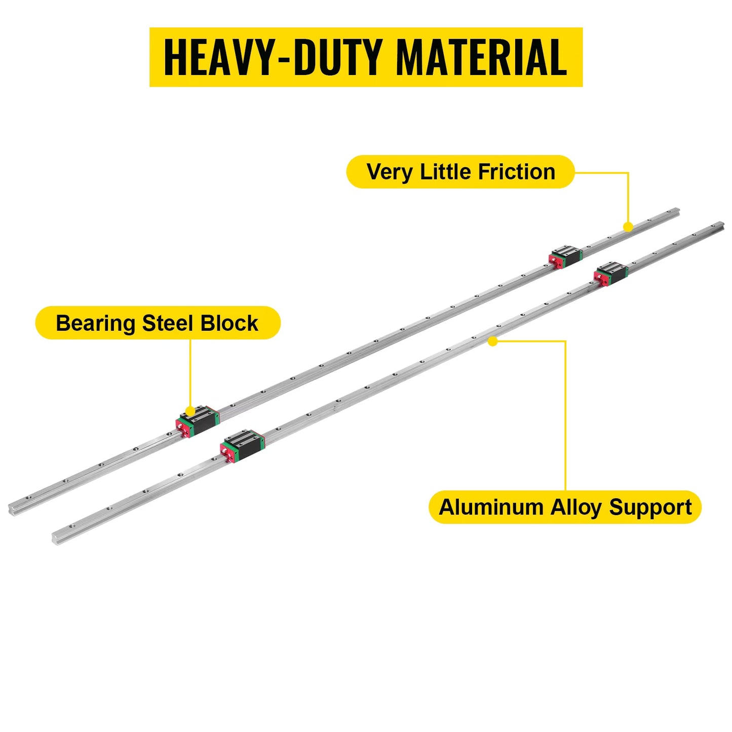 VEVOR Linear Guideway Rail Linear Slide Guide Rails HSR15/HSR20 1700-1500 mm with Bearing Block for DIY CNC Routers Lathes Mills