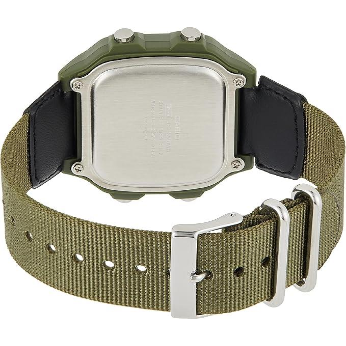 Casio Mens Digital World Time Alarm Green Velcro Strap Watch