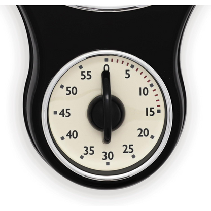 Acctim Kitchen Time 20cm Timer Quartz Retro Style Domed Glass Lens Black Wall Clock 21593