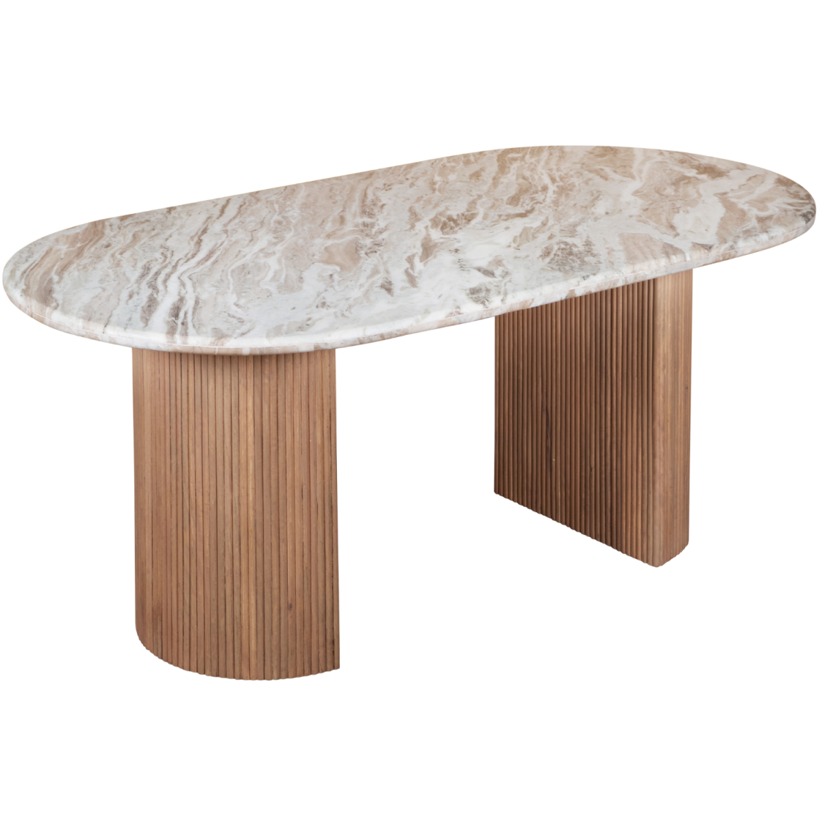 Ashford Natural Marble & Wood Pedestal 6-8 Seater Dining Table