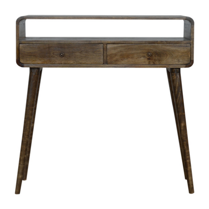 Artisan Furniture Solid Wood Curved Grey-wash Console Table