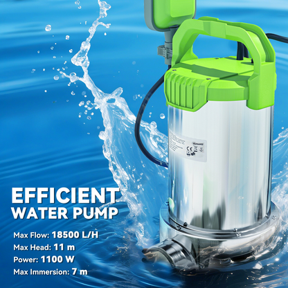 Outsunny 1100W Water Pump with Float Switch, 18500L/H Electric Sump Pump