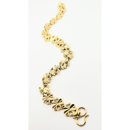 Elements Clover Leaf Shiny Gold Link Bracelet