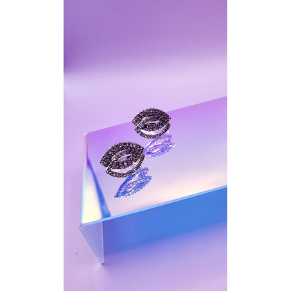 Layered Oval Crystal Non Pierced Clip On Earrings