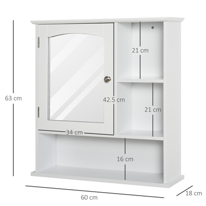 kleankin Wall Mounted Bathroom Mirror Glass Storage Cabinet Cupboard with Shelf