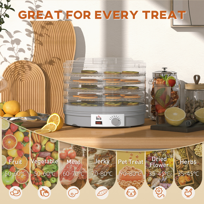 HOMCOM 5 Tier Food Dehydrator for Drying Fruit Meat Vegetable Pet Treat