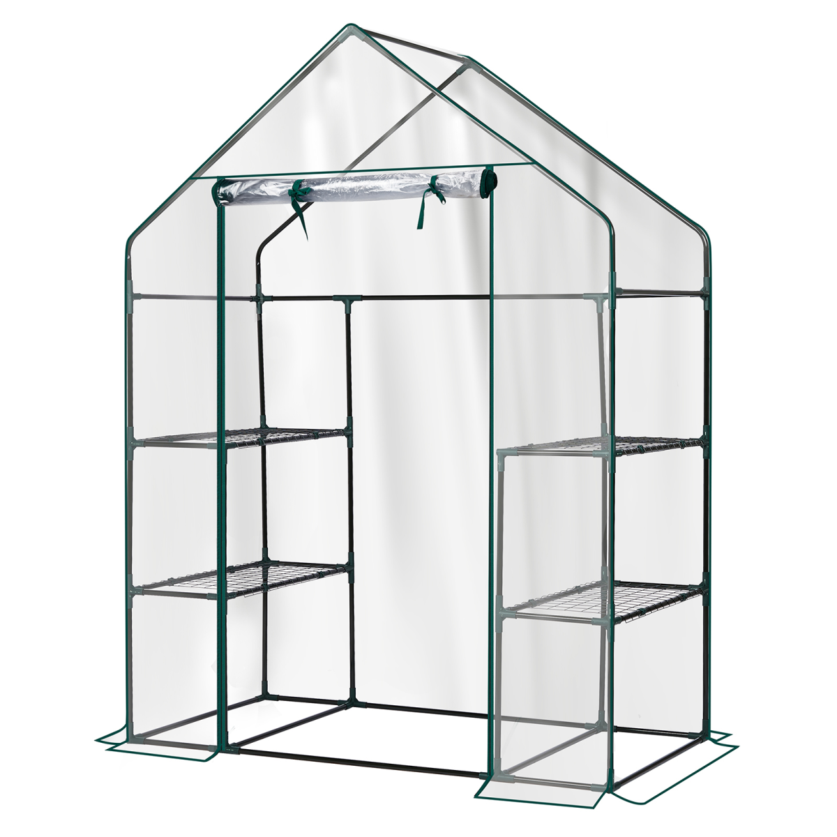 Mini Walk-in Greenhouse with PVC Cover, 4-Shelf Indoor Outdoor Plant Gardening Green House for Garden Backyard, 56" x 29" x 77", Transparent