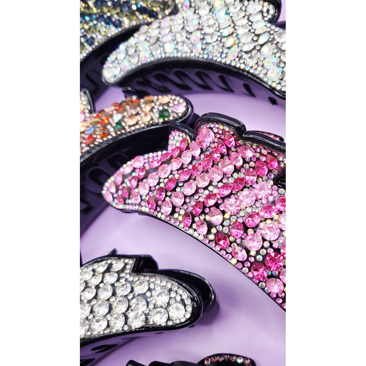 Scalloped Crystal Hair Clamps Pack of 12