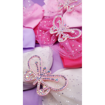Crystal Butterfly Hair Bow Clip Slide Pack of 12
