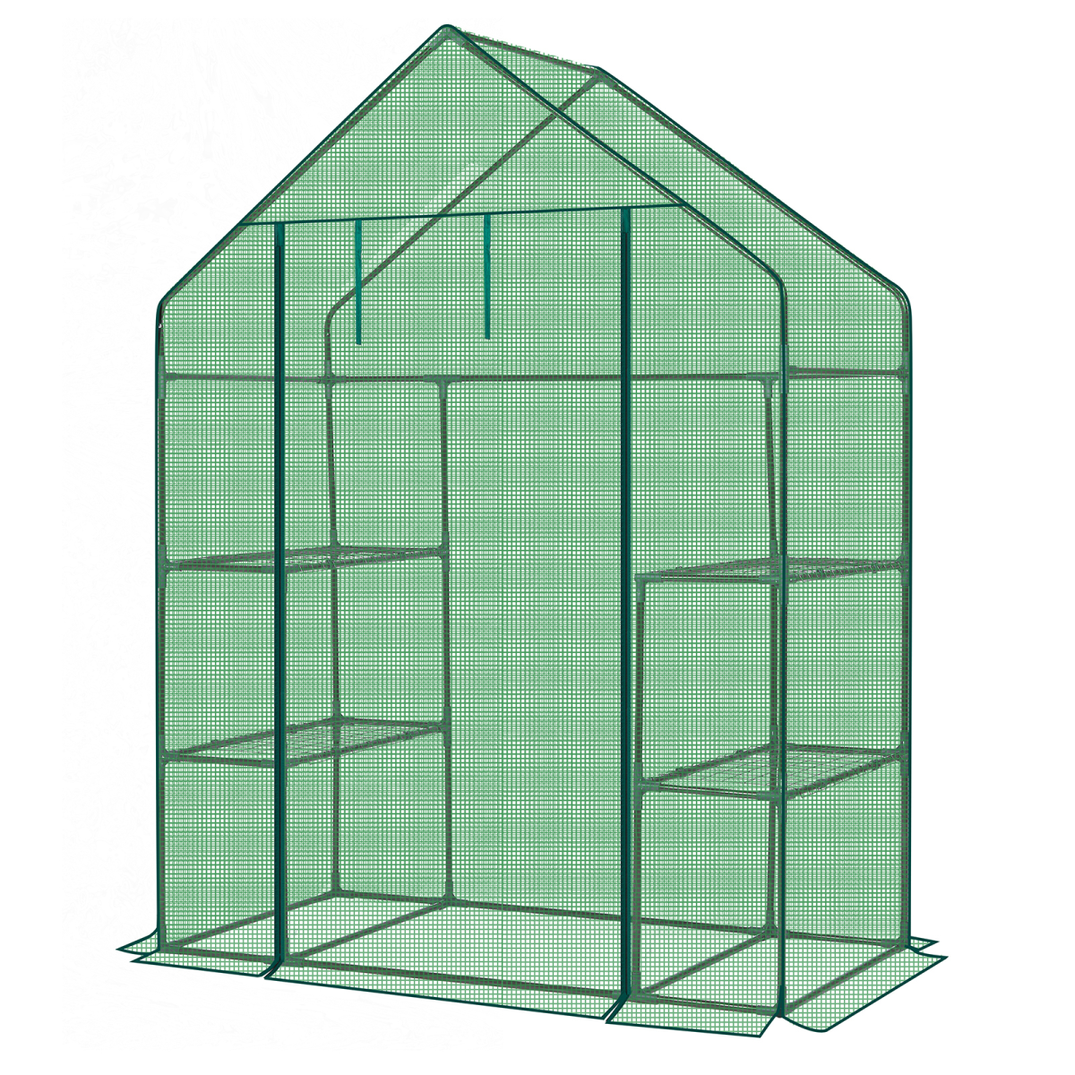 Mini Walk-in Greenhouse with PE Cover, 4-Shelf Indoor Outdoor Plant Gardening Green House for Garden Backyard, 56" x 29" x 77", Green