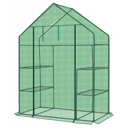 Mini Walk-in Greenhouse with PE Cover, 4-Shelf Indoor Outdoor Plant Gardening Green House for Garden Backyard, 56" x 29" x 77", Green