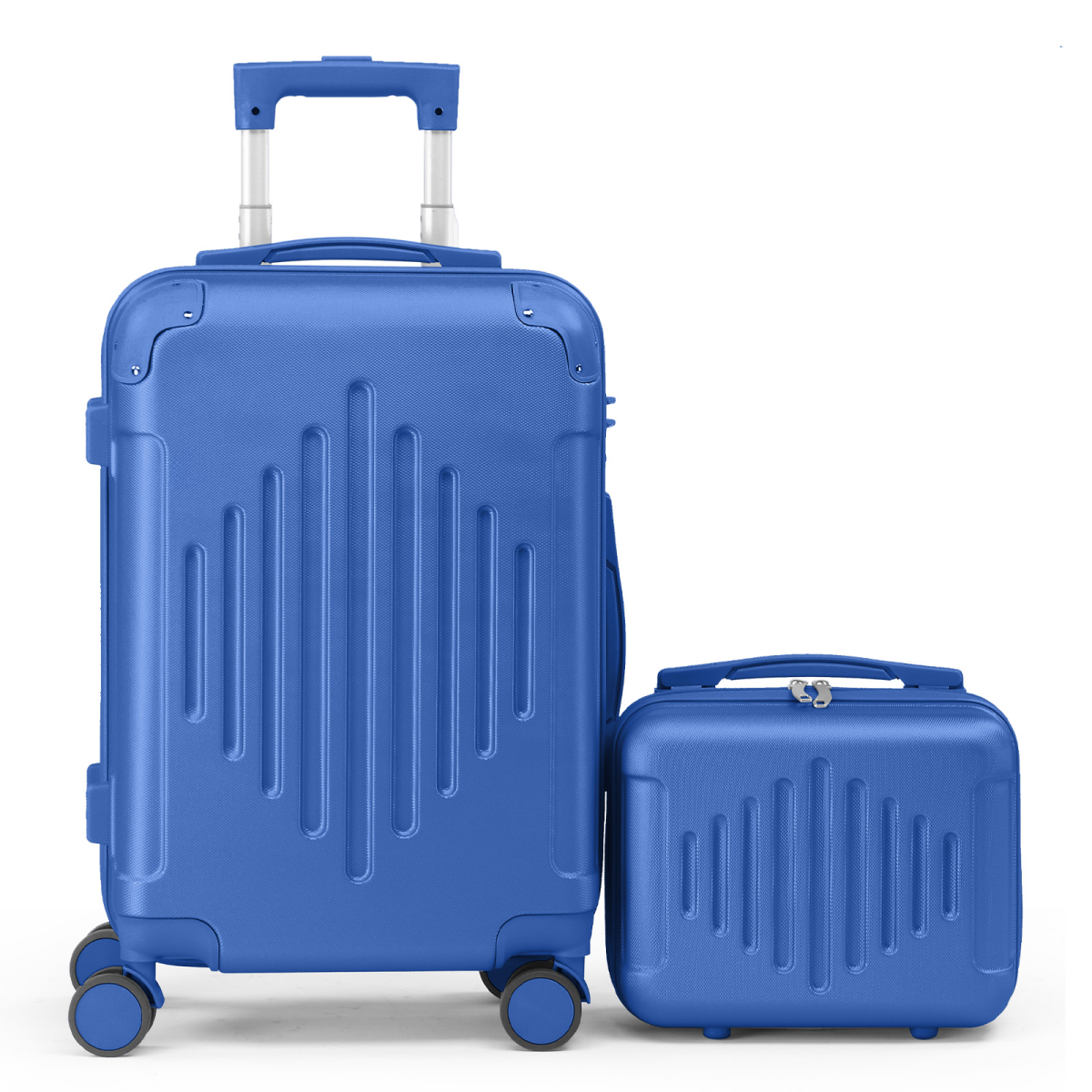 2-Piece ABS Luggage Set with Diamond Pattern & Non-TSA Locks (12in+20in) – Navy Blue