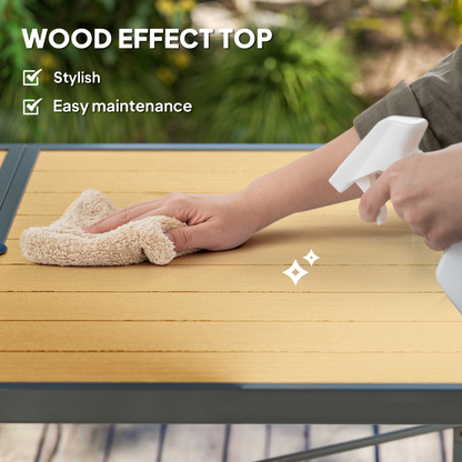 Outsunny Garden Table for 6, Outdoor Dining Table with 5cm Umbrella Hole