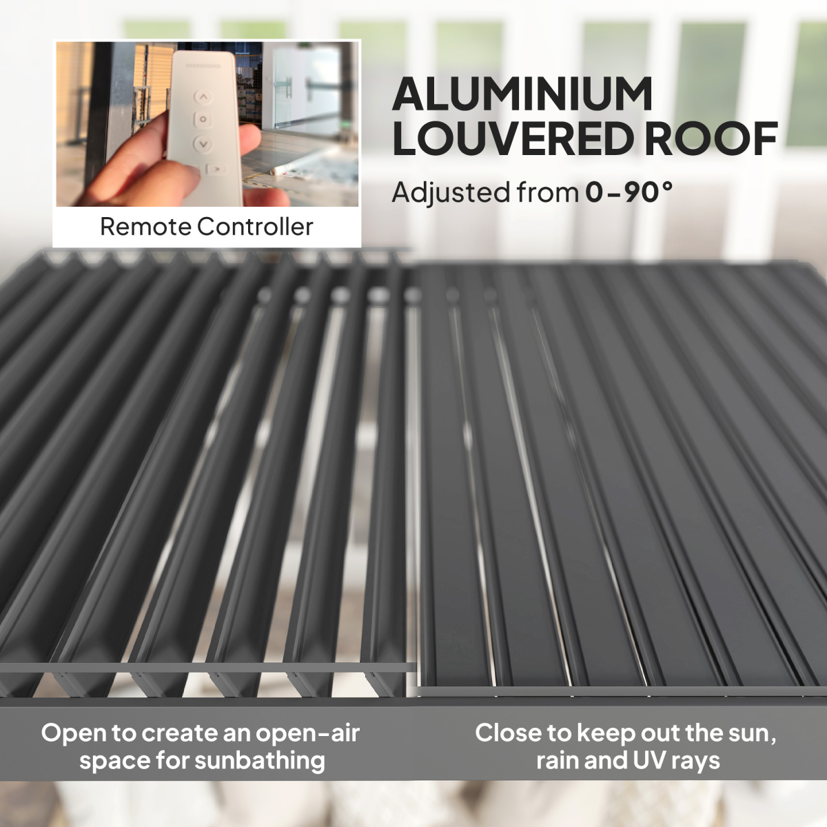 Outsunny 3 x 3(m) Electric Louvered Pergola Aluminium Pergola w/ LED Light