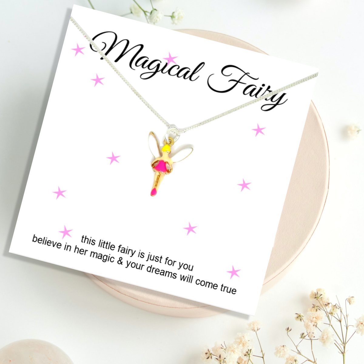 Magical Fairy Girls Necklace Mini Gift Hamper | Girls Birthday mini flower Bouquet | Childrens Jewellery | Grandaughter Christmas Present UK