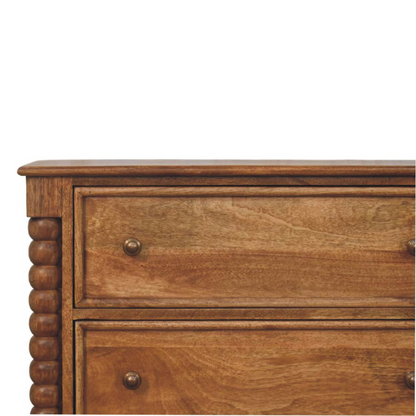 Artisan Furniture Solid Wood Spindle Chest, 3 Drawers, Brown