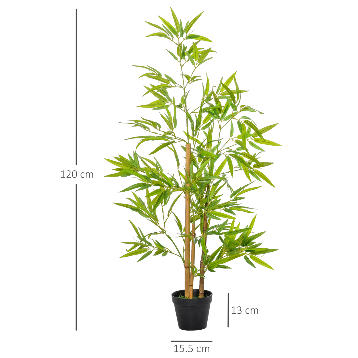 Outsunny Set of 2 120cm/4FT Artificial Bamboo Trees Plant w/ Pot Indoor