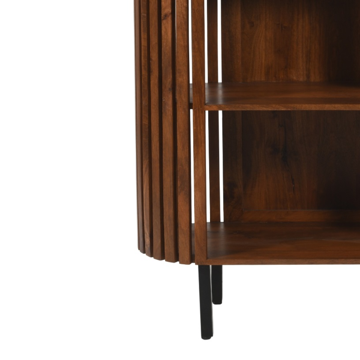Slatted Mango Wood Bookcase- Medium High