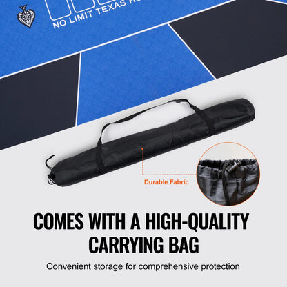 VEVOR Poker Table Top 70 x 35 Inch Poker Mat for Table Foldable Poker Table Top with Carrying Bag, Folding Poker Table Topper