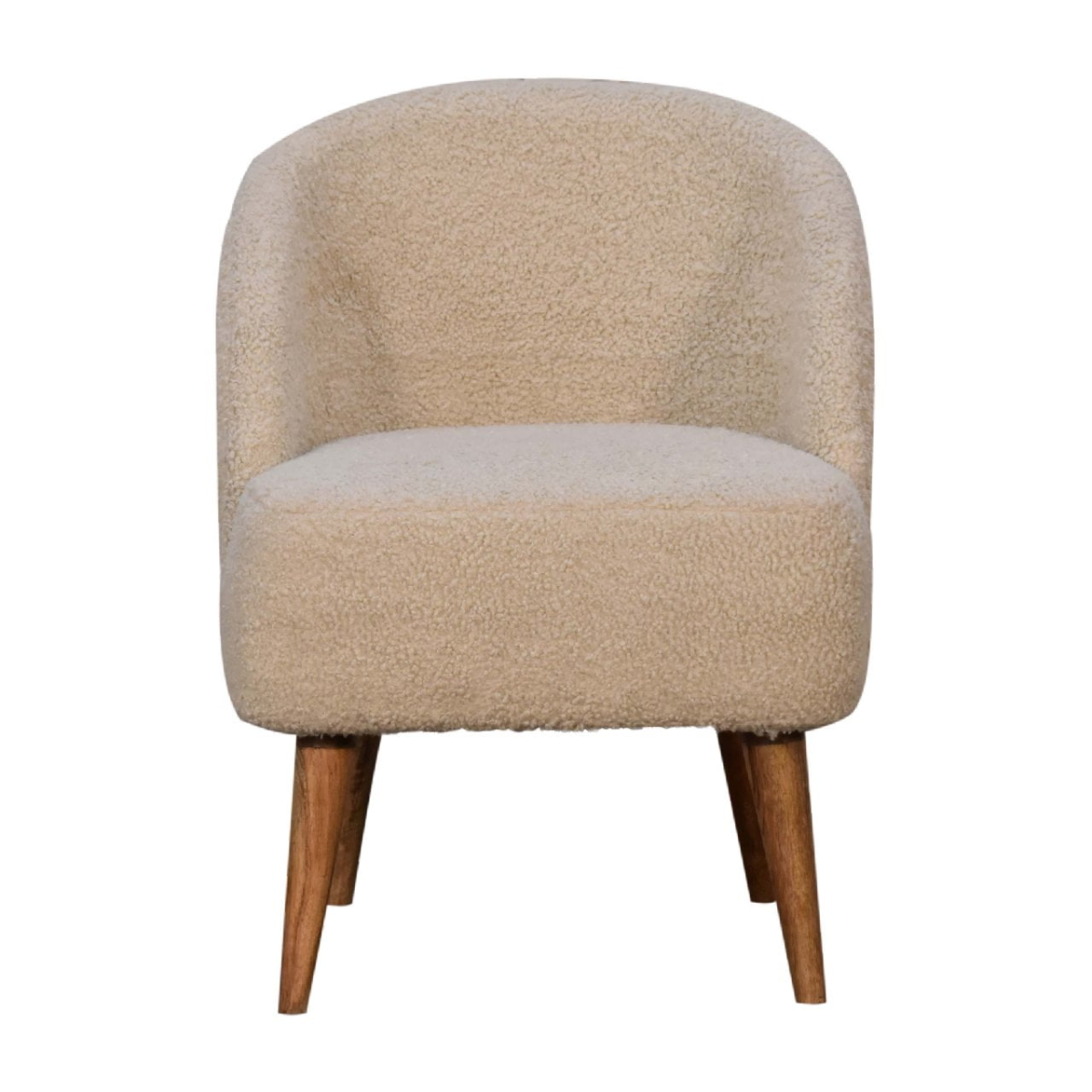 Artisan Furniture Solid Mango Wood Cream Boucle Tub Chair